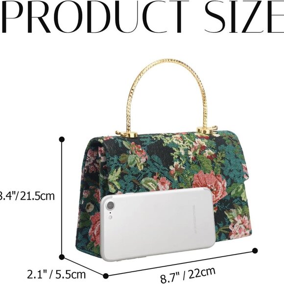 Clutch Purse Women Floral Embroidery Evening Bag Shoulder Handbag for Wedding - Picture 2 of 6